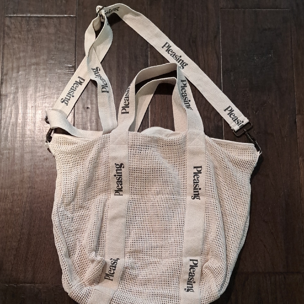 Pleasing Cream Mesh Tote Bag